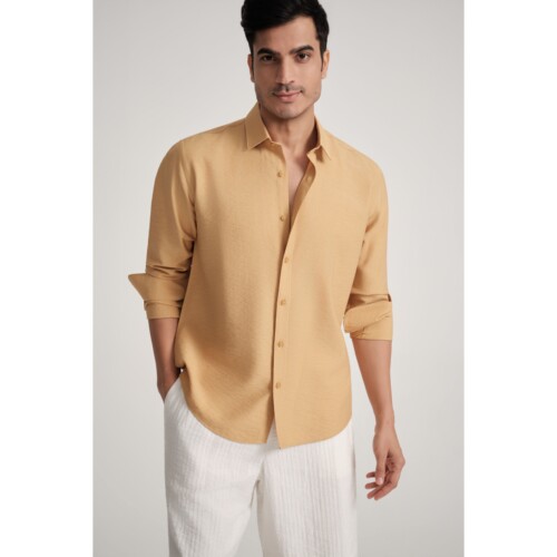 Mustard Micro Dobby Shirt
