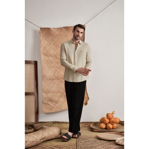 Sage Beige Luxe Slub Shirt