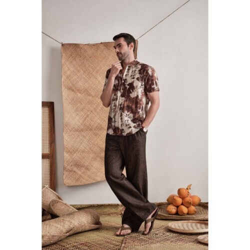 Terracotta Rustic Script Printed Shirt