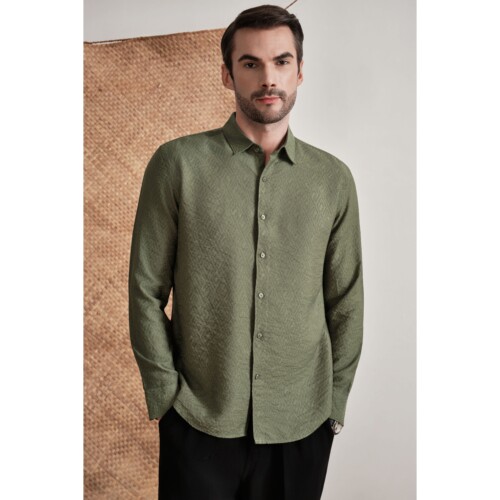 Olive Geo Weave Shirt