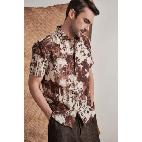 Terracotta Rustic Script Printed Shirt