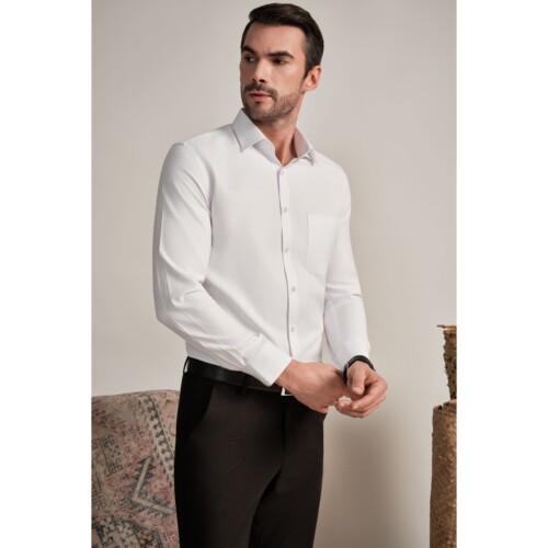 Classic White Birdseye Dobby Shirt