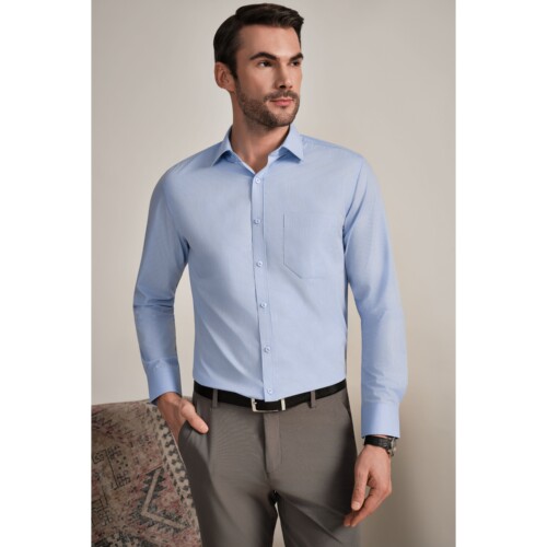 Powder Blue Pencil Striped Shirt