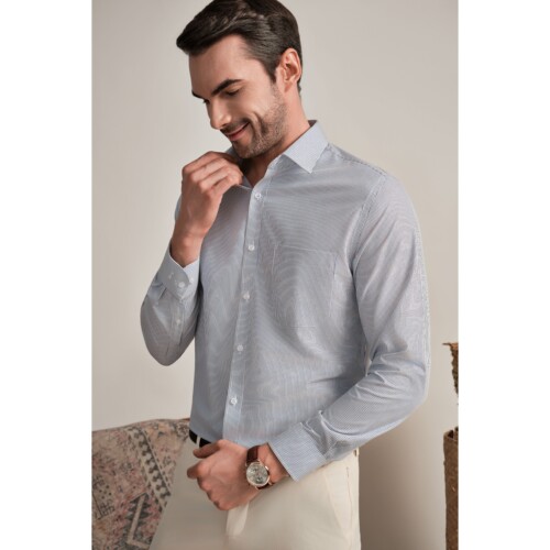 Navy Pencil Striped Shirt