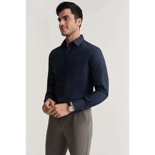 Navy Blue Pinpoint Shirt
