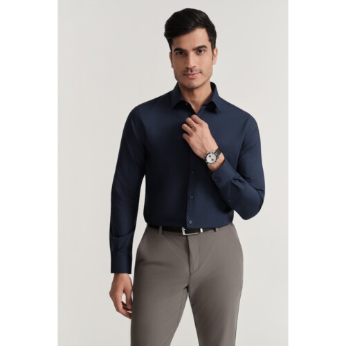 Navy Blue Pinpoint Shirt