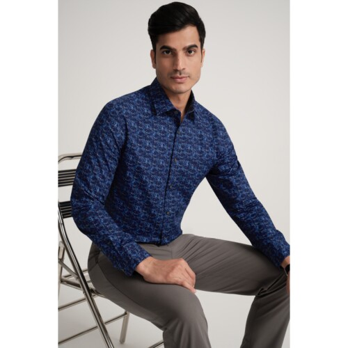 Imperial Blue Garden Printed Shirt