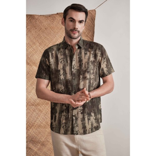Sage Rustic Script Printed Shirt