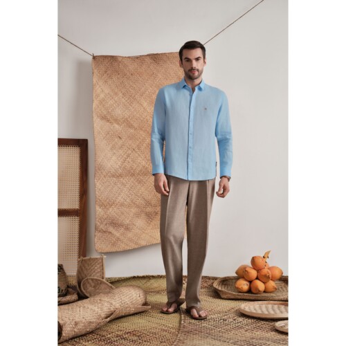 100% Pure Linen Sky Blue Shirt