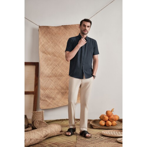 Graphite Blue Line Textured Shirt