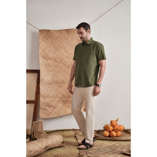 Olive Line Textured Shirt
