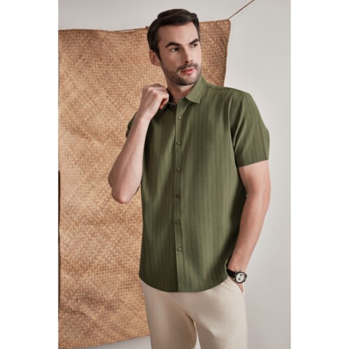 Olive Line Textured Shirt