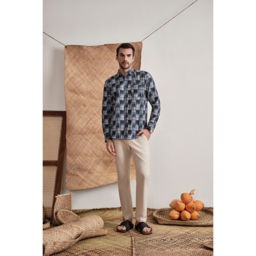 Navy Multi Patch Plaid Shirt